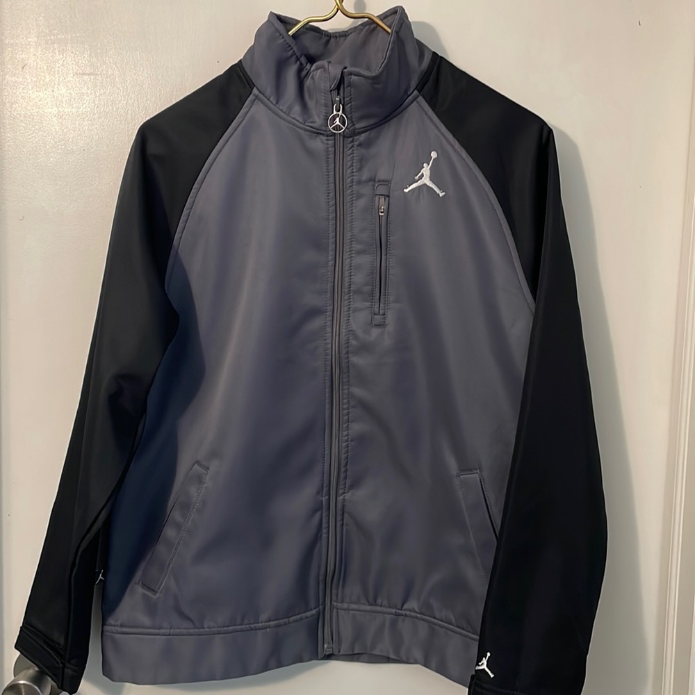 Nike Jordan Jumpman Boys Black Gray Full Zip Fleece Lined Warm Track Jacket
